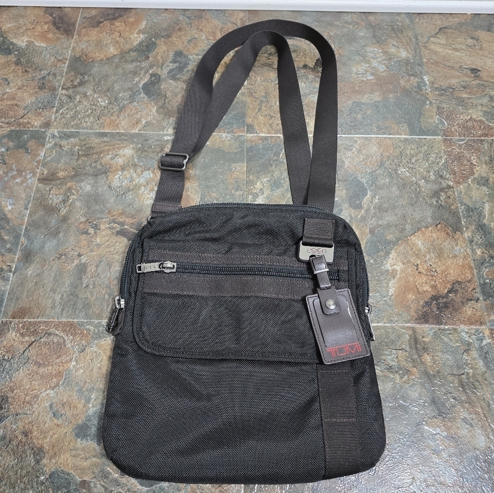 Tumi black and brown zip top flap front crossbody satchel 69304HKO - Picture 16 of 16